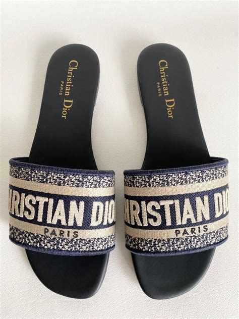 gold dior sliders|christian Dior slides navy blue.